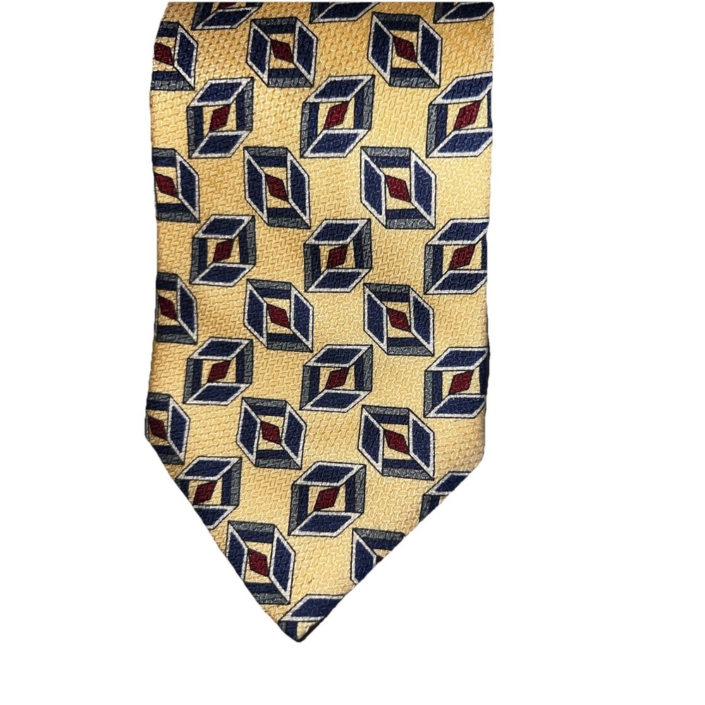 Vintage Mark Pendleton Men's Hand Made 100% Silk Tie‎ Made In Italy Yellow Multi